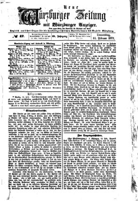 Neue Würzburger Zeitung Donnerstag 16. Februar 1871