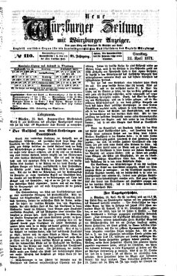 Neue Würzburger Zeitung Samstag 22. April 1871