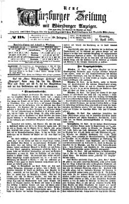 Neue Würzburger Zeitung Sonntag 30. April 1871