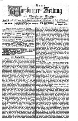 Neue Würzburger Zeitung Donnerstag 15. August 1872