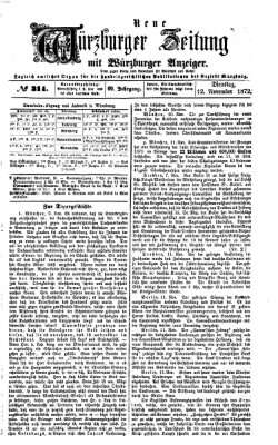 Neue Würzburger Zeitung Dienstag 12. November 1872