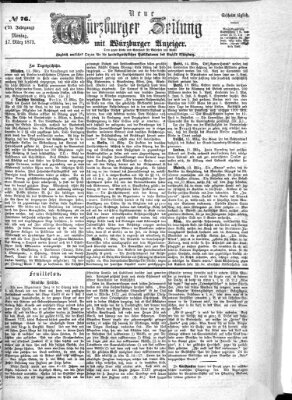 Neue Würzburger Zeitung Montag 17. März 1873