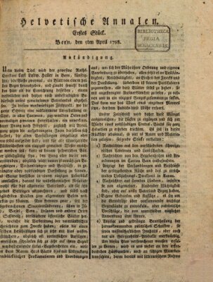 Der Helvetische Zuhörer Donnerstag 5. April 1798