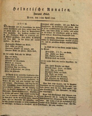 Der Helvetische Zuhörer Mittwoch 11. April 1798