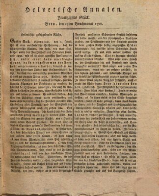 Der Helvetische Zuhörer Mittwoch 13. Juni 1798