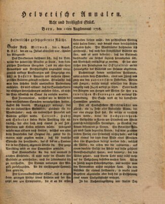 Der Helvetische Zuhörer Samstag 11. August 1798