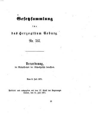 Gesetz-Sammlung für das Herzogtum Coburg (Coburger Regierungs-Blatt) Samstag 15. Juli 1871