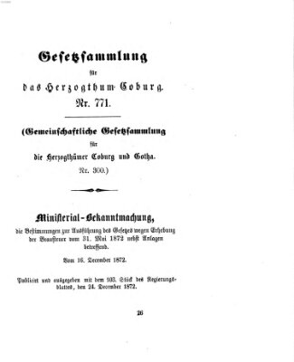 Gesetz-Sammlung für das Herzogtum Coburg (Coburger Regierungs-Blatt) Dienstag 24. Dezember 1872