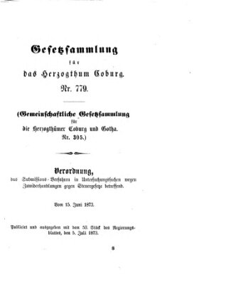 Gesetz-Sammlung für das Herzogtum Coburg (Coburger Regierungs-Blatt) Samstag 5. Juli 1873