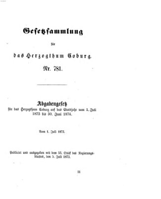 Gesetz-Sammlung für das Herzogtum Coburg (Coburger Regierungs-Blatt) Samstag 5. Juli 1873