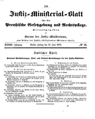 Justiz-Ministerialblatt für die preußische Gesetzgebung und Rechtspflege Freitag 23. Juni 1871