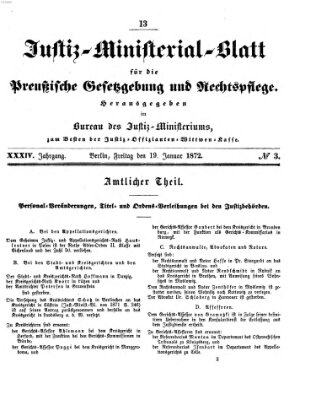 Justiz-Ministerialblatt für die preußische Gesetzgebung und Rechtspflege Freitag 19. Januar 1872