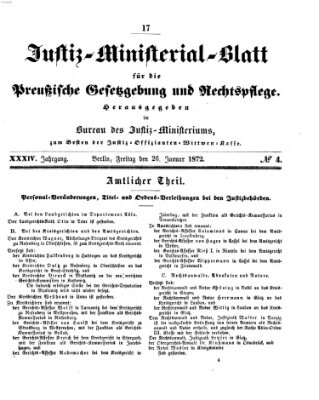 Justiz-Ministerialblatt für die preußische Gesetzgebung und Rechtspflege Freitag 26. Januar 1872