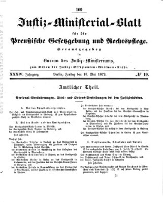 Justiz-Ministerialblatt für die preußische Gesetzgebung und Rechtspflege Freitag 10. Mai 1872