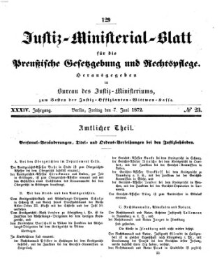 Justiz-Ministerialblatt für die preußische Gesetzgebung und Rechtspflege Freitag 7. Juni 1872