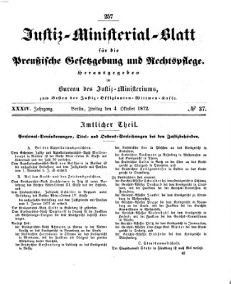 Justiz-Ministerialblatt für die preußische Gesetzgebung und Rechtspflege Freitag 4. Oktober 1872