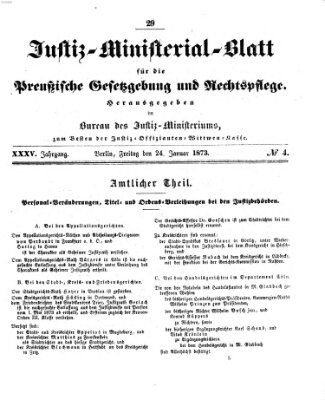 Justiz-Ministerialblatt für die preußische Gesetzgebung und Rechtspflege Freitag 24. Januar 1873