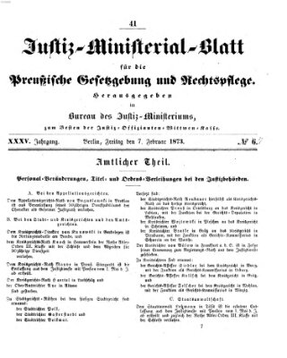 Justiz-Ministerialblatt für die preußische Gesetzgebung und Rechtspflege Freitag 7. Februar 1873