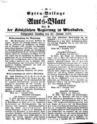 Amtsblatt der Regierung in Wiesbaden (Herzoglich-nassauisches allgemeines Intelligenzblatt) Samstag 20. Januar 1872