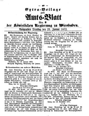 Amtsblatt der Regierung in Wiesbaden (Herzoglich-nassauisches allgemeines Intelligenzblatt) Dienstag 23. Januar 1872