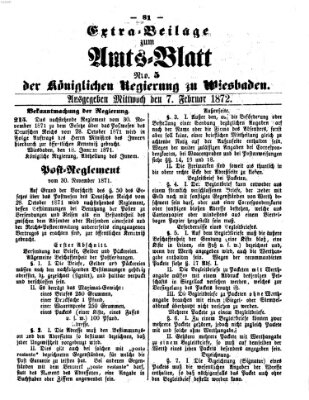 Amtsblatt der Regierung in Wiesbaden (Herzoglich-nassauisches allgemeines Intelligenzblatt) Mittwoch 7. Februar 1872