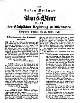 Amtsblatt der Regierung in Wiesbaden (Herzoglich-nassauisches allgemeines Intelligenzblatt) Dienstag 26. März 1872