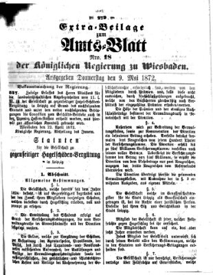 Amtsblatt der Regierung in Wiesbaden (Herzoglich-nassauisches allgemeines Intelligenzblatt) Donnerstag 9. Mai 1872