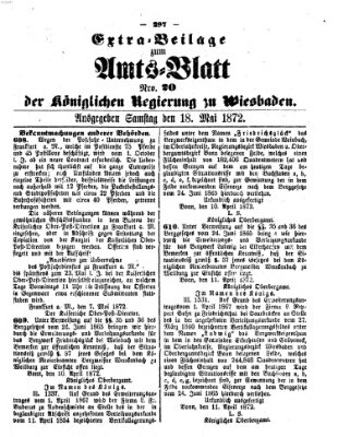 Amtsblatt der Regierung in Wiesbaden (Herzoglich-nassauisches allgemeines Intelligenzblatt) Samstag 18. Mai 1872