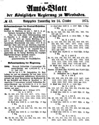 Amtsblatt der Regierung in Wiesbaden (Herzoglich-nassauisches allgemeines Intelligenzblatt) Donnerstag 24. Oktober 1872