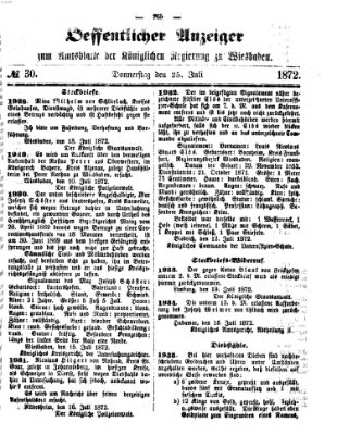 Amtsblatt der Regierung in Wiesbaden (Herzoglich-nassauisches allgemeines Intelligenzblatt) Donnerstag 25. Juli 1872