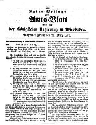 Amtsblatt der Regierung in Wiesbaden (Herzoglich-nassauisches allgemeines Intelligenzblatt) Freitag 21. März 1873