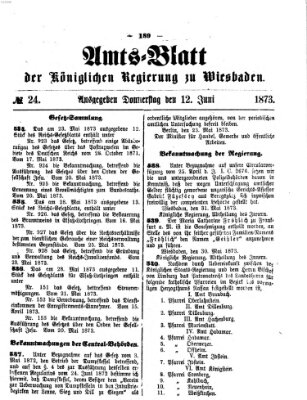 Amtsblatt der Regierung in Wiesbaden (Herzoglich-nassauisches allgemeines Intelligenzblatt) Donnerstag 12. Juni 1873