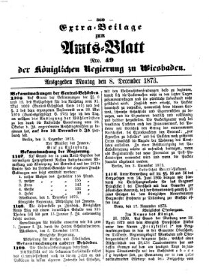 Amtsblatt der Regierung in Wiesbaden (Herzoglich-nassauisches allgemeines Intelligenzblatt) Montag 8. Dezember 1873