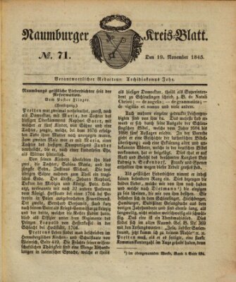 Naumburger Kreisblatt für Stadt und Kreis Naumburg Mittwoch 19. November 1845