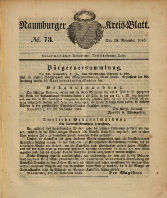 Naumburger Kreisblatt für Stadt und Kreis Naumburg Mittwoch 26. November 1845