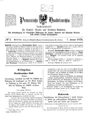 Preußisches Handels-Archiv Freitag 7. Januar 1870