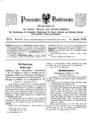 Preußisches Handels-Archiv Freitag 14. Januar 1870