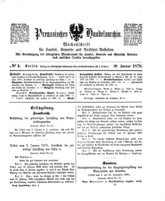 Preußisches Handels-Archiv Freitag 28. Januar 1870