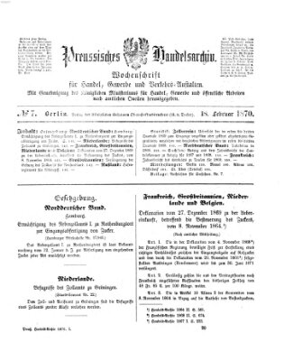 Preußisches Handels-Archiv Freitag 18. Februar 1870