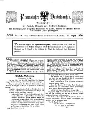 Preußisches Handels-Archiv Freitag 19. August 1870