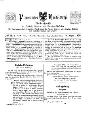 Preußisches Handels-Archiv Freitag 26. August 1870