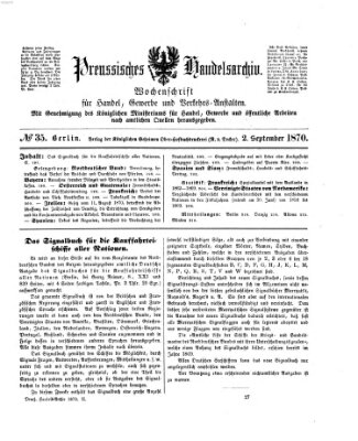 Preußisches Handels-Archiv Freitag 2. September 1870