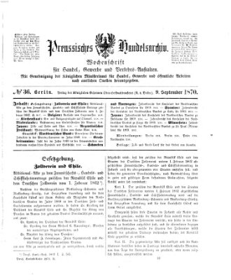 Preußisches Handels-Archiv Freitag 9. September 1870