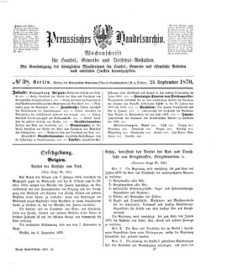 Preußisches Handels-Archiv Freitag 23. September 1870