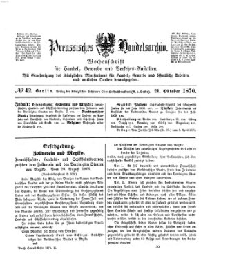 Preußisches Handels-Archiv Freitag 21. Oktober 1870