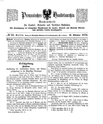 Preußisches Handels-Archiv Freitag 28. Oktober 1870