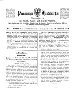 Preußisches Handels-Archiv Freitag 25. November 1870