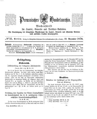 Preußisches Handels-Archiv Freitag 23. Dezember 1870