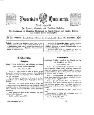 Preußisches Handels-Archiv Freitag 30. Dezember 1870