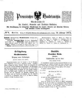 Preußisches Handels-Archiv Freitag 24. Februar 1871